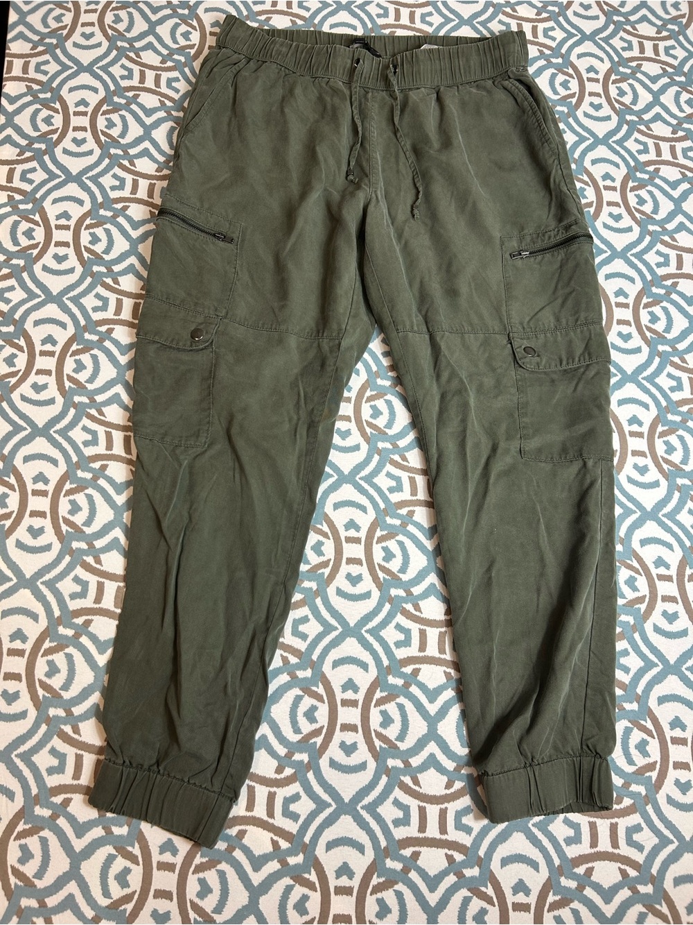 Womens Olive Green Cargo Jogger Pants - Brand